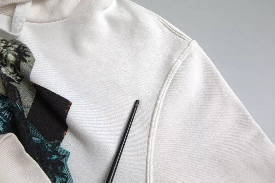 Dolce &amp; Gabbana Weißer Caesar-Kapuzenpullover aus Baumwolle