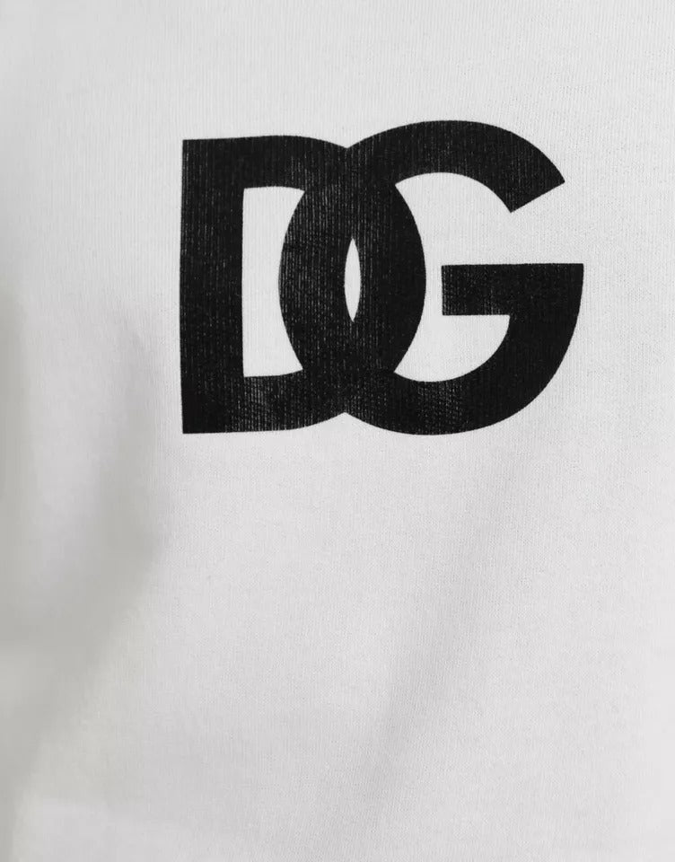 Dolce &amp; Gabbana – Weißer Pullover mit Rundhalsausschnitt und Logo aus Baumwolle