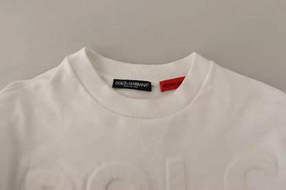 Dolce &amp; Gabbana – Weißes Baumwoll-Sweatshirt mit Logoprägung