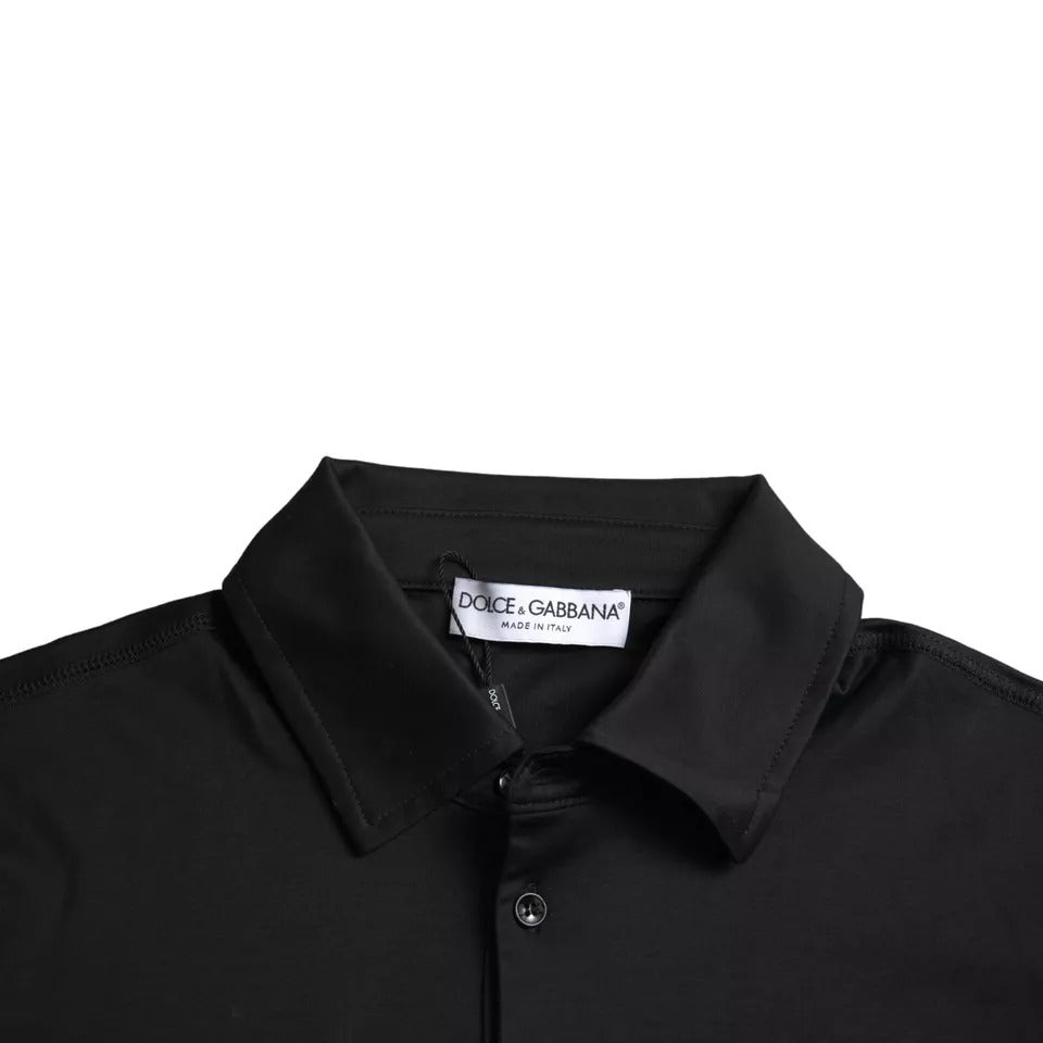 Dolce &amp; Gabbana – Schwarzes Poloshirt aus Baumwolle mit Kragen und Logo