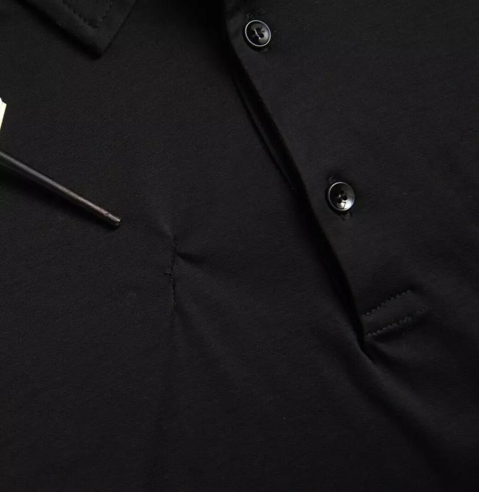 Dolce &amp; Gabbana – Schwarzes Poloshirt aus Baumwolle mit Kragen und Logo