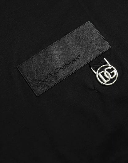 Dolce &amp; Gabbana – Schwarzes Baumwoll-T-Shirt mit Rundhalsausschnitt und Logo-Patch