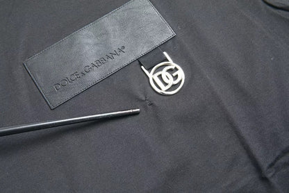Dolce &amp; Gabbana – Schwarzes Baumwoll-T-Shirt mit Rundhalsausschnitt und Logo-Patch