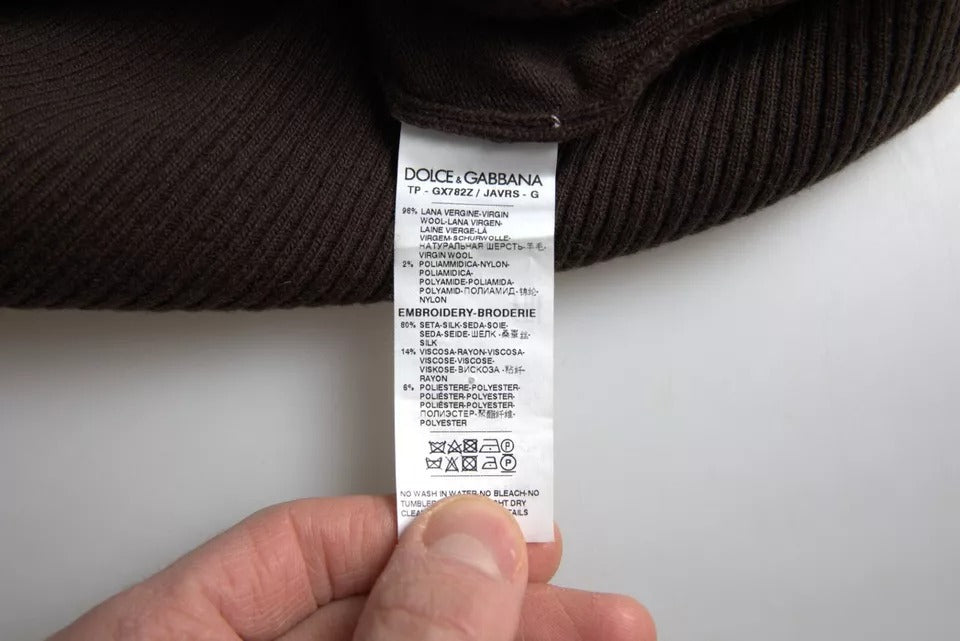 Dolce &amp; Gabbana – Braunes T-Shirt mit Logo und Kragen in Kurzarm für Herren