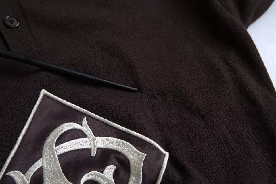 Dolce &amp; Gabbana – Braunes T-Shirt mit Logo und Kragen in Kurzarm für Herren