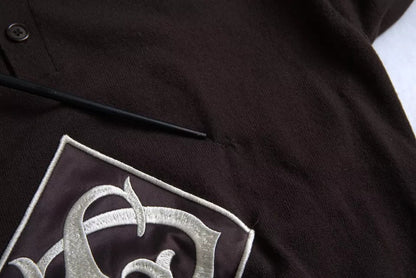 Dolce &amp; Gabbana – Braunes T-Shirt mit Logo und Kragen in Kurzarm für Herren