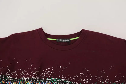 Dolce &amp; Gabbana Bordeaux D&amp;G Print Rundhals-Baumwoll-T-Shirt