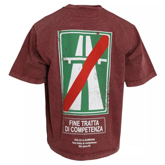 Dolce &amp; Gabbana – T-Shirt mit Rundhalsausschnitt und kurzen Ärmeln in Kastanienbraun