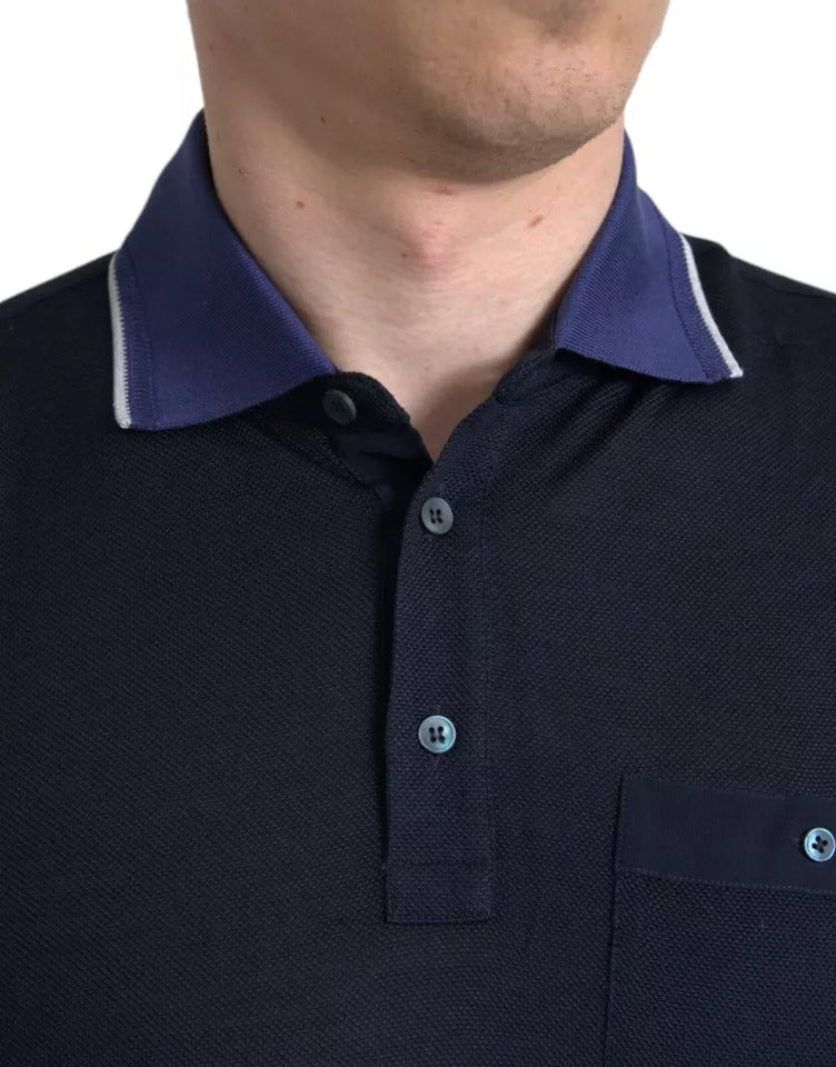 Dolce &amp; Gabbana – Marineblaues Poloshirt mit Kragen und kurzen Ärmeln