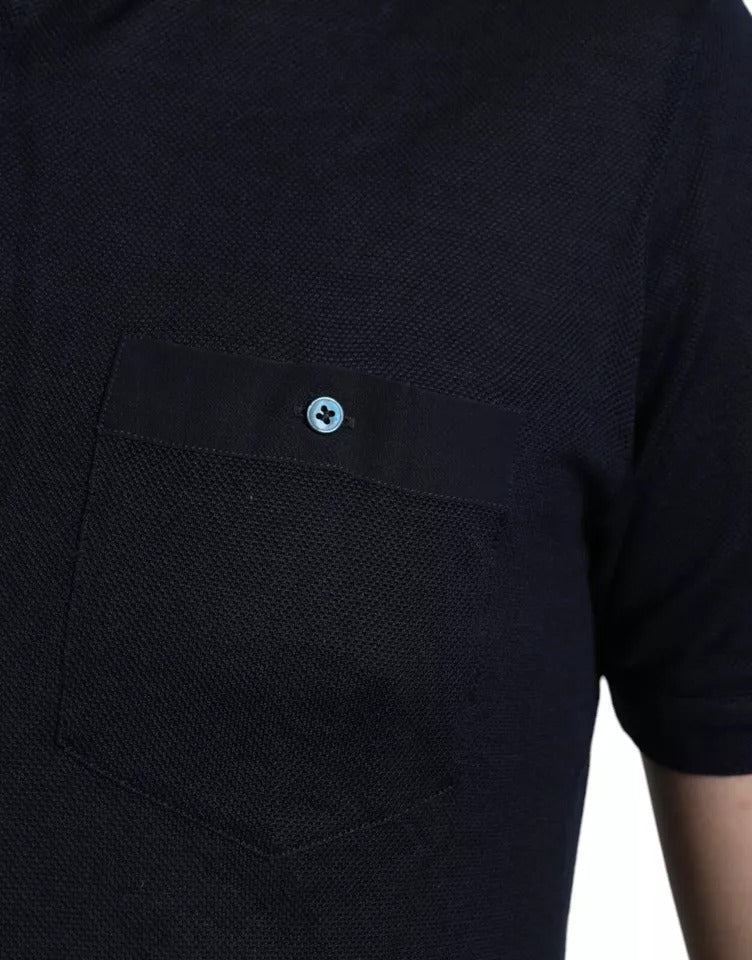 Dolce &amp; Gabbana – Marineblaues Poloshirt mit Kragen und kurzen Ärmeln