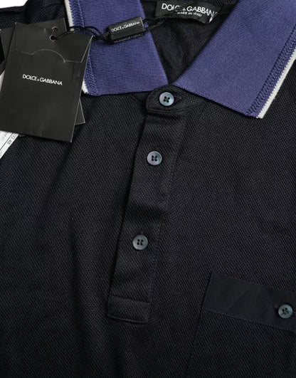 Dolce &amp; Gabbana – Marineblaues Poloshirt mit Kragen und kurzen Ärmeln