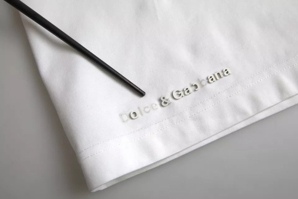 Dolce &amp; Gabbana – Weißes Baumwoll-T-Shirt mit Rundhalsausschnitt und Logoprägung