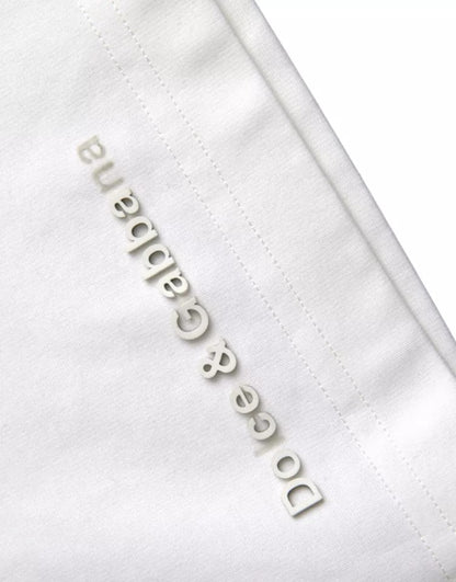 Dolce &amp; Gabbana – Weißes Baumwoll-T-Shirt mit Rundhalsausschnitt und Logoprägung