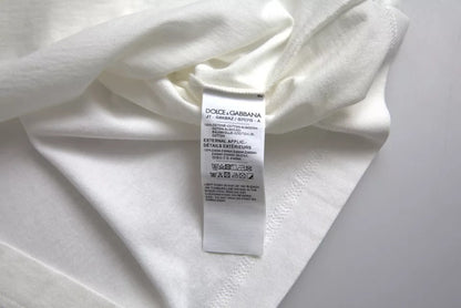 Dolce &amp; Gabbana – Weißes Baumwoll-T-Shirt mit Rundhalsausschnitt und Blumenmuster