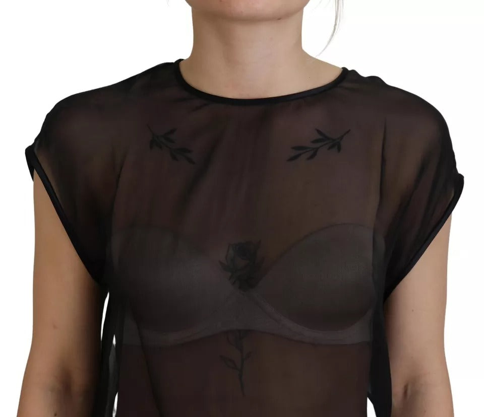Dolce &amp; Gabbana – Transparente Bluse aus schwarzem Netzstoff