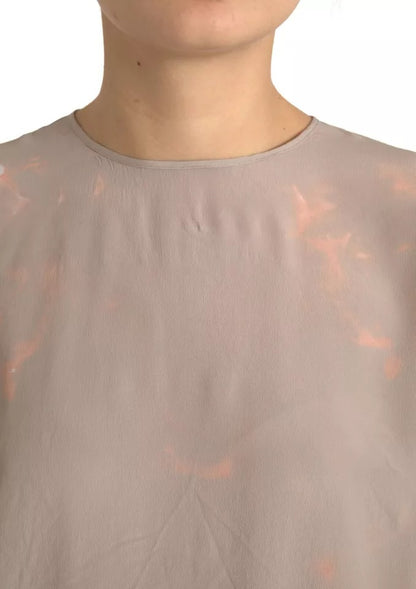 Dolce &amp; Gabbana – Braunes Blusenoberteil mit Rundhalsausschnitt und kurzen Ärmeln