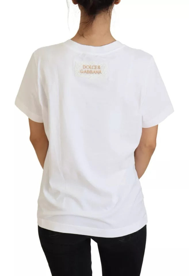 Dolce &amp; Gabbana – Optisches, weißes, bedrucktes Kurzarm-Top