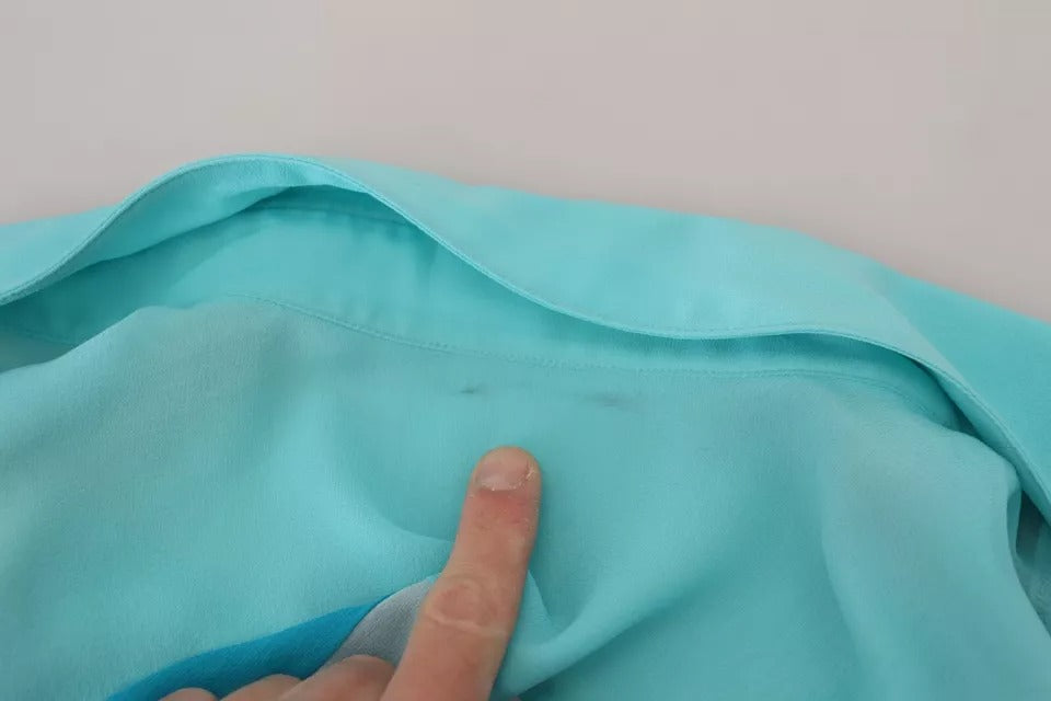 Dolce &amp; Gabbana, blaue Bluse mit langem Kragen und Seidentop