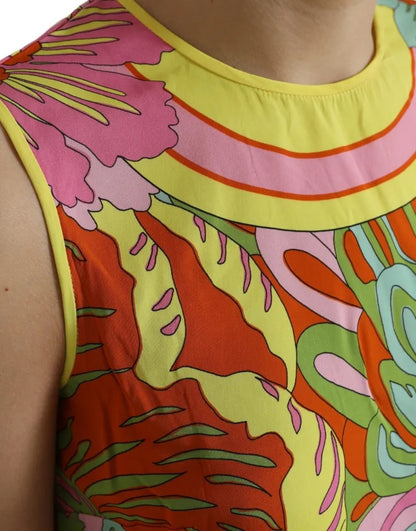 Dolce &amp; Gabbana, mehrfarbiges, ärmelloses Seiden-Tanktop mit Blumenmuster