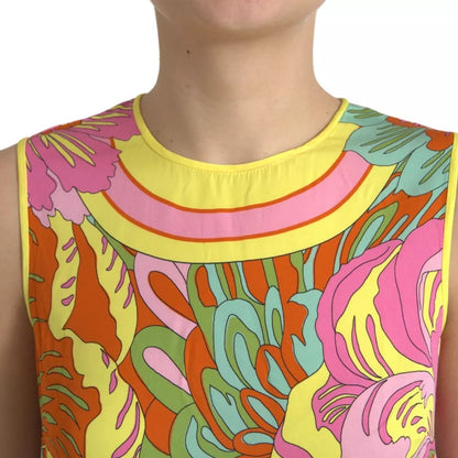 Dolce &amp; Gabbana, mehrfarbiges, ärmelloses Seiden-Tanktop mit Blumenmuster