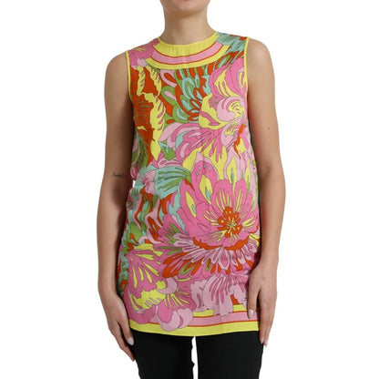Dolce &amp; Gabbana, mehrfarbiges, ärmelloses Seiden-Tanktop mit Blumenmuster