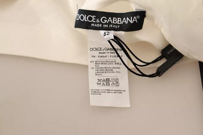 Dolce &amp; Gabbana Weiße Bluse mit Ascot-Kragen, Hemd mit Seidenknöpfen