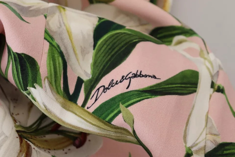 Dolce &amp; Gabbana Pink Lily Viskose-Etuikleid in Knielänge