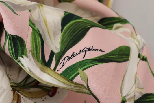 Dolce &amp; Gabbana Pink Lily Viskose-Etuikleid in Knielänge