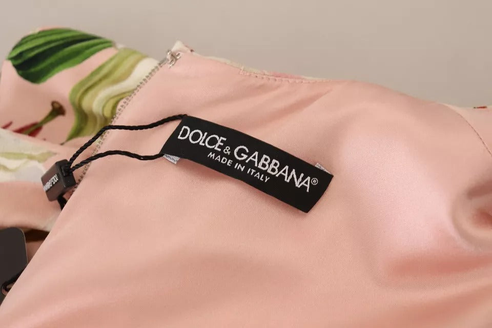 Dolce &amp; Gabbana Pink Lily Viskose-Etuikleid in Knielänge