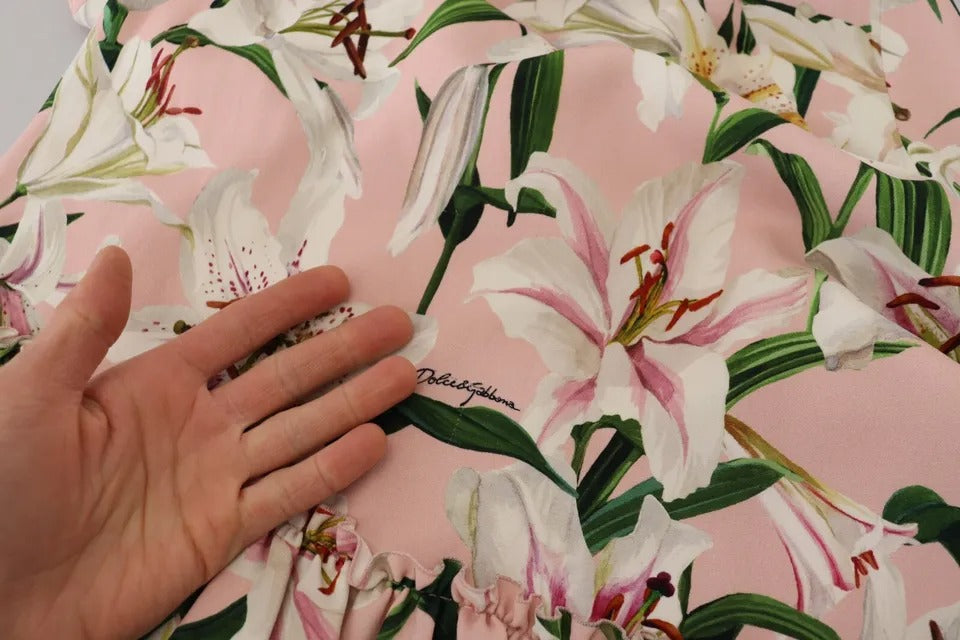 Dolce &amp; Gabbana Pink Lily Viskose-Etuikleid in Knielänge