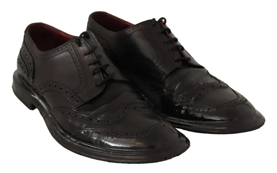 Dolce &amp; Gabbana – Schwarze Brogue-Oxford-Abendschuhe aus Leder