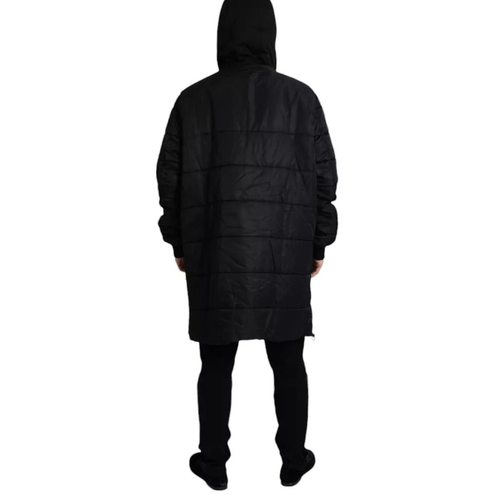 Dolce &amp; Gabbana Schwarzer Nylon-Parka mit Kapuze, Winterjacke