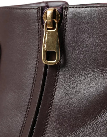 Dolce &amp; Gabbana Braune Leder AMORE Flats Ankle Boots Schuhe