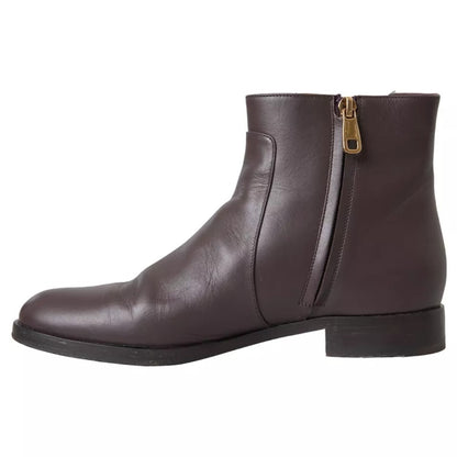 Dolce &amp; Gabbana Braune Leder AMORE Flats Ankle Boots Schuhe