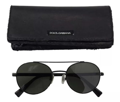 Dolce &amp; Gabbana Sonnenbrille DG2245, mattschwarzer Stahlrahmen, grüne Gläser