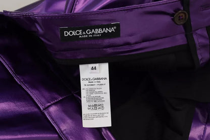 Dolce &amp; Gabbana Lila Glänzende Herren Freizeithosen