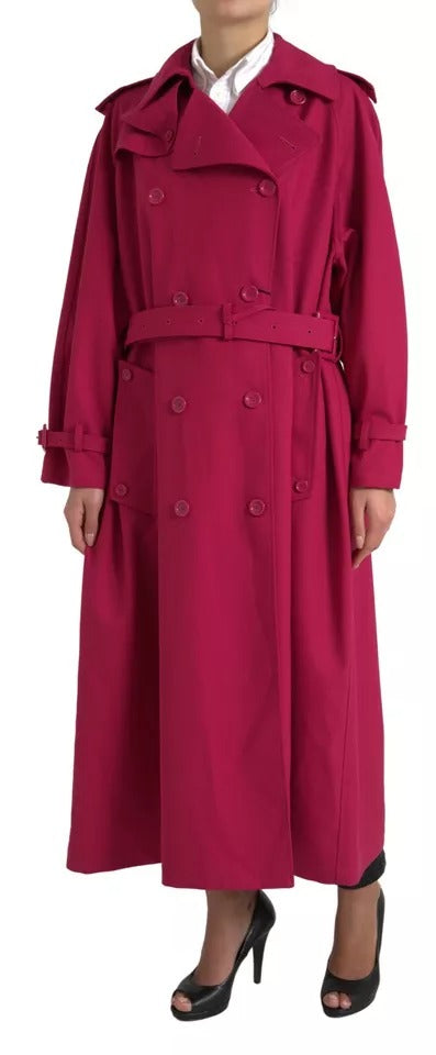 Dolce &amp; Gabbana – Zweireihige Trenchcoat-Jacke in Dunkelrosa