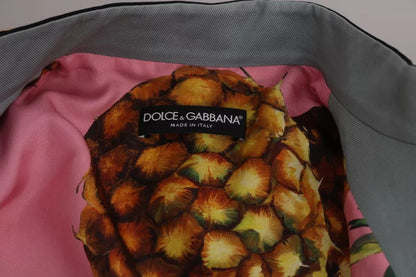 Dolce &amp; Gabbana – Blaue Baumwolljacke mit Knöpfen und Kristallverzierung