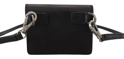 Dolce &amp; Gabbana Damen-Geldbörse aus schwarzem Leder mit zweifacher Schulterriemen