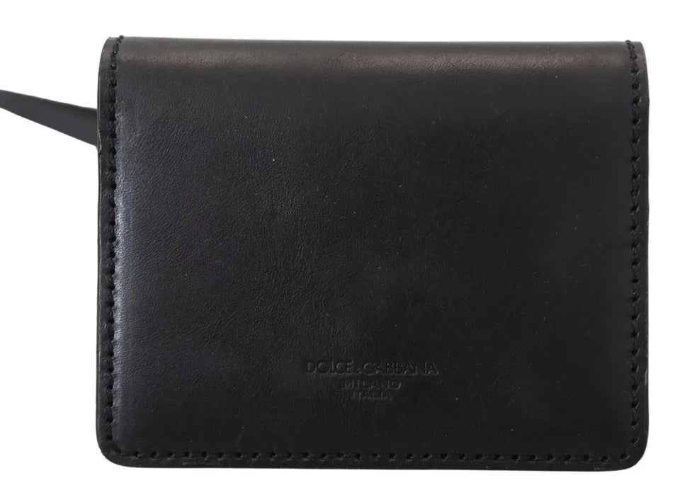 Dolce &amp; Gabbana Damen-Geldbörse aus schwarzem Leder mit zweifacher Schulterriemen