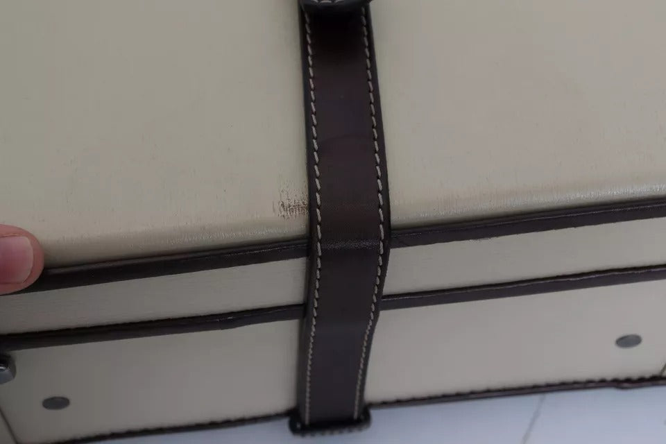 Dolce &amp; Gabbana Braun Beige Leder Herren Reisekoffer Gepäcktasche