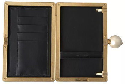 Dolce &amp; Gabbana Clutch aus rosa Seide mit Goldrahmen, Abendtasche für Partys