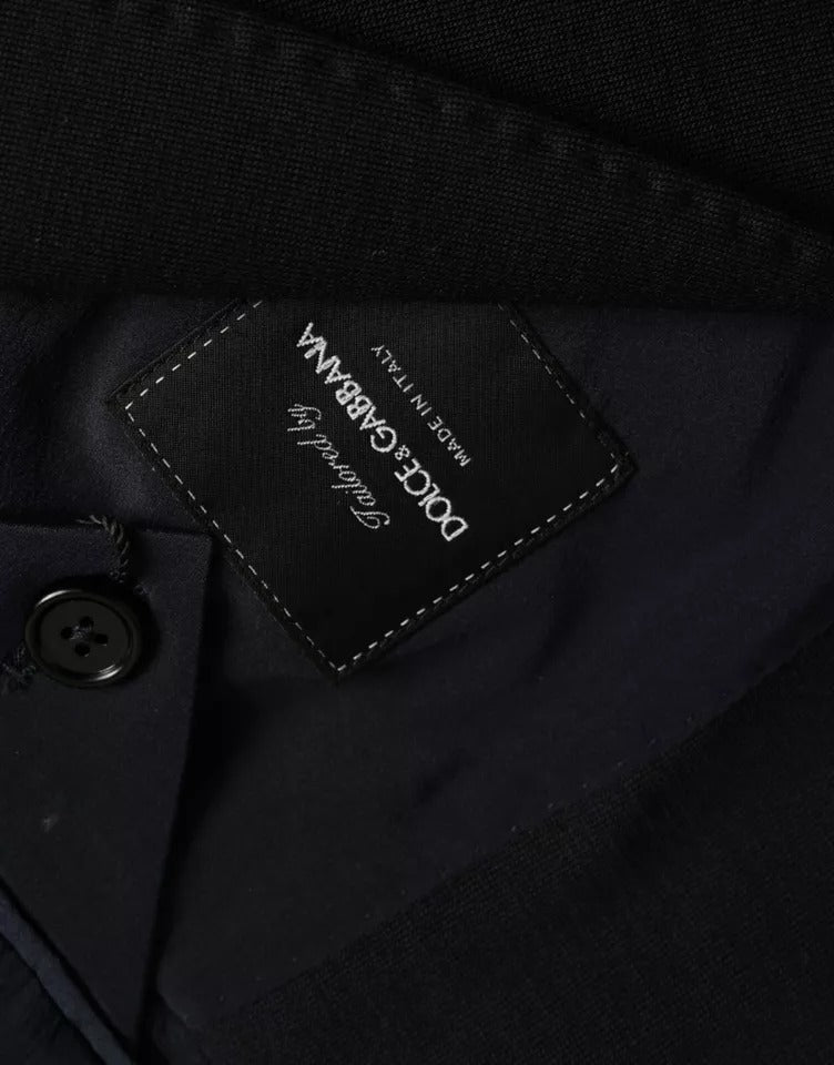 Dolce &amp; Gabbana – Blauer, einreihiger Blazer aus Wolle mit Kerbe