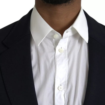 Dolce &amp; Gabbana – Blauer, einreihiger Blazer aus Wolle mit Kerbe