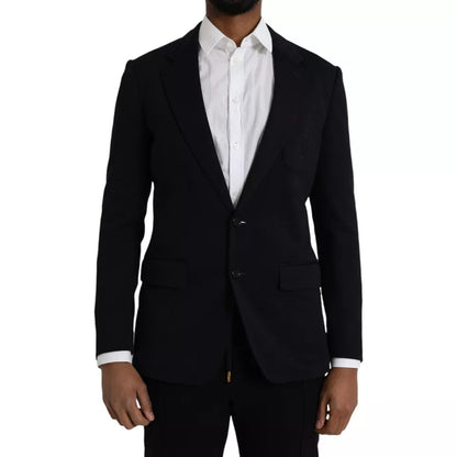 Dolce &amp; Gabbana – Blauer, einreihiger Blazer aus Wolle mit Kerbe