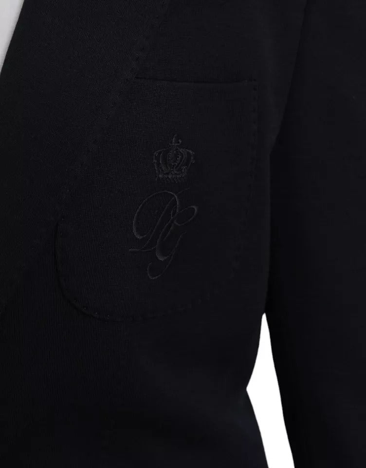 Dolce &amp; Gabbana – Blauer, einreihiger Blazer aus Wolle mit Kerbe