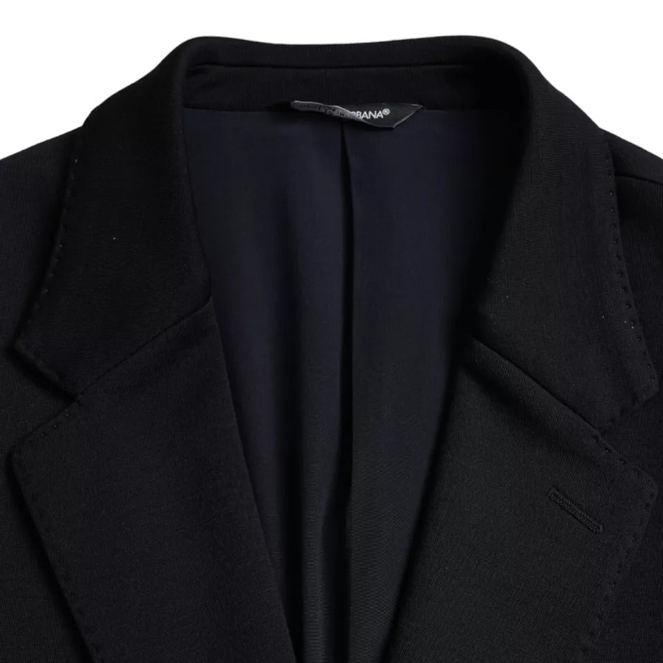 Dolce &amp; Gabbana – Blauer, einreihiger Blazer aus Wolle mit Kerbe