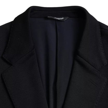 Dolce &amp; Gabbana – Blauer, einreihiger Blazer aus Wolle mit Kerbe