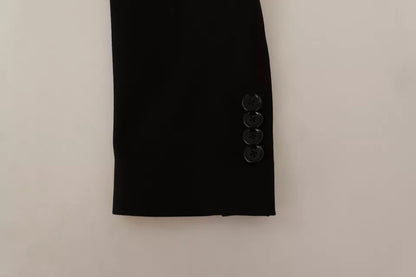 Dolce &amp; Gabbana – Schwarzer Slim Fit-Mantel aus Wolle mit Blazer