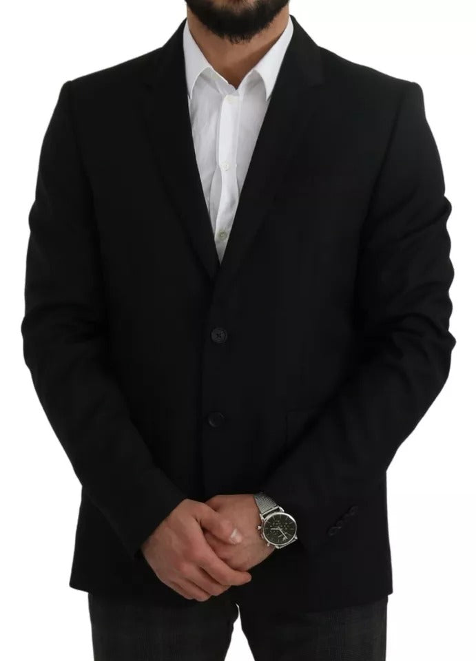 Dolce &amp; Gabbana – Schwarzer Slim Fit-Blazer aus Wolle mit Revers